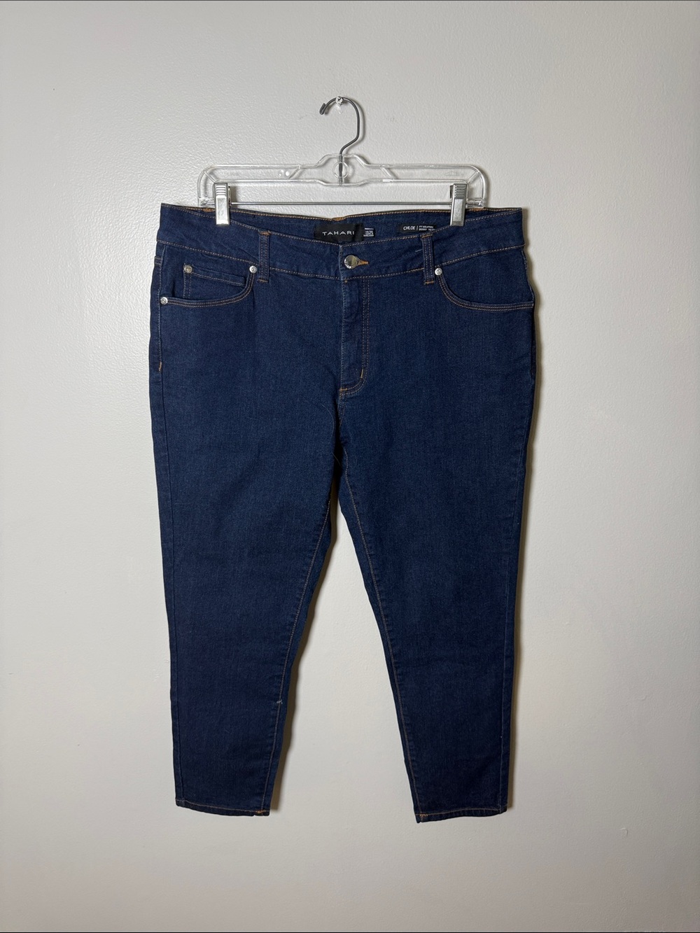 Tahari Chloe Dark Indigo Stretch Jeans Size 14